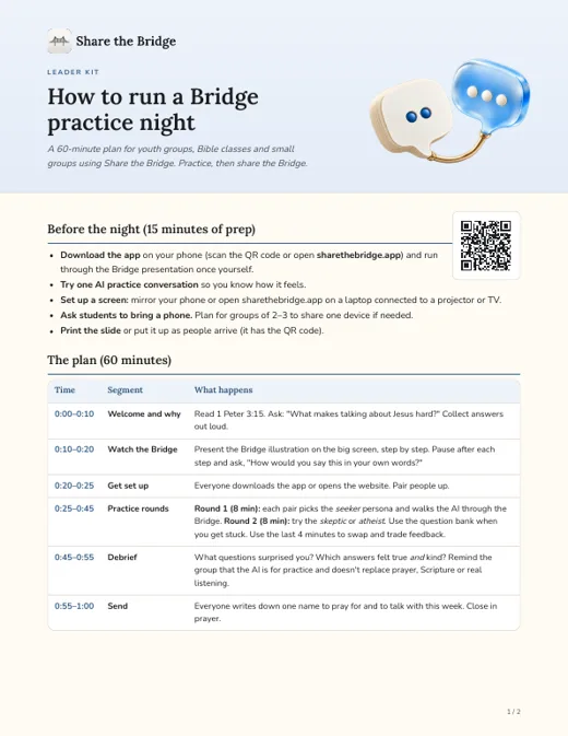 Preview of the practice-night guide, first page