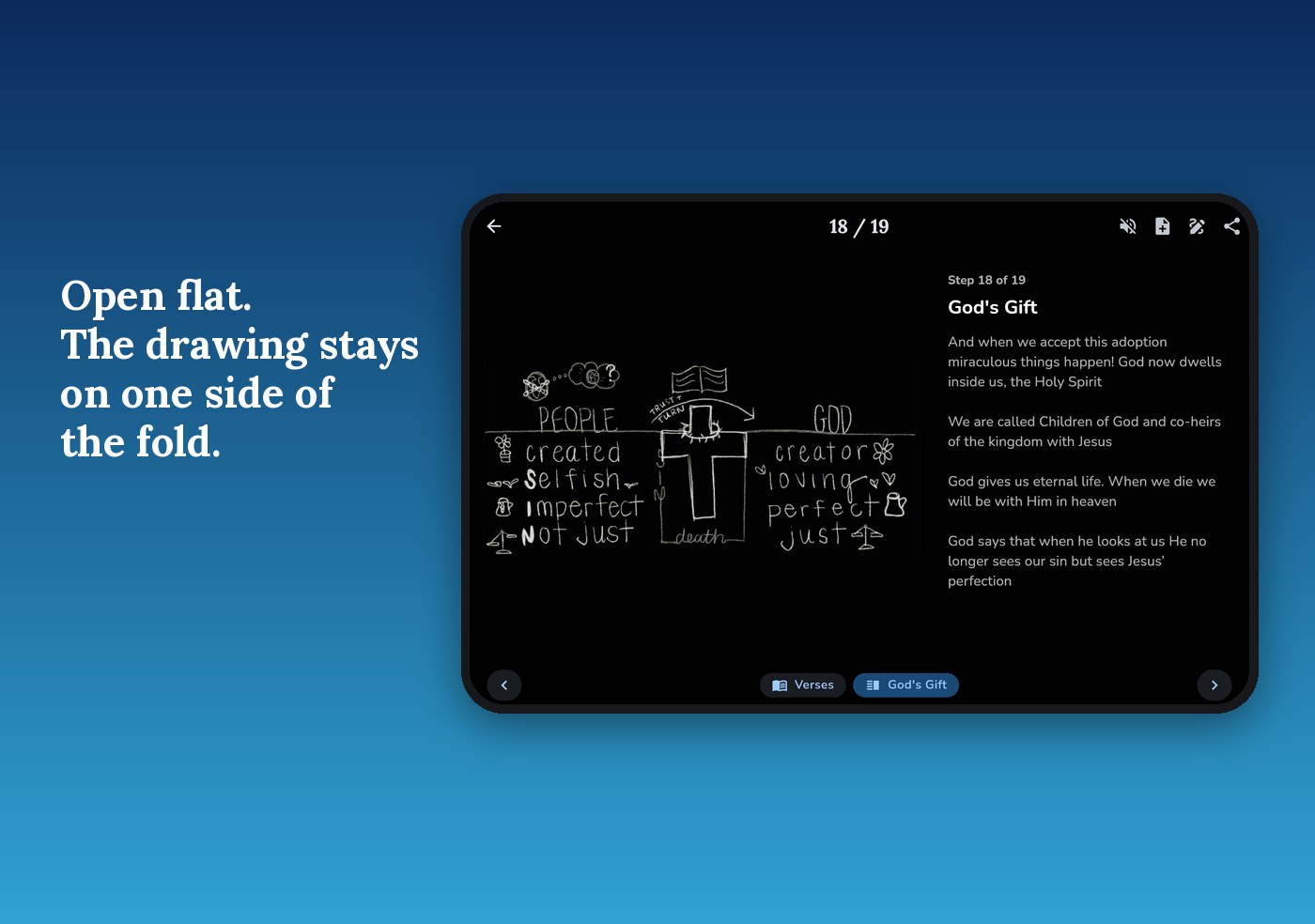 The Bridge diagram open on a wide screen, with the verse panel beside it